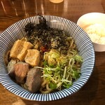 に干し屋 SINCHAN - 太麺まぜそば。追い飯付き900円税込