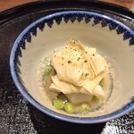 食工房 ひろさき - 湯葉のさっと煮、京賀茂なす、新小芋、えんどう豆