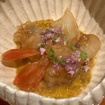 銀座 しのはら - 牡丹海老　紹興酒漬け　雲丹　4,500円