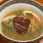 銀座 しのはら - 伊勢海老　九条ネギ　舞茸　大黒しめじ　鮑茸　こはく茸　炊き合わせ