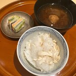 銀座 しのはら - 松茸ご飯　蕎麦の実　蓮根餅　赤だし