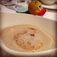 Cuisine Franco-japonaise Matsushima - 2013/10/31
                  キノコのポタージュ 豆乳プリンを添えて コーヒーの泡。