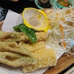 Meisei - いかとちくわの天ぷら・サラダ