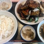 Shanhai Saikan - ナスと豚肉黒酢ソース炒め定食　¥800-