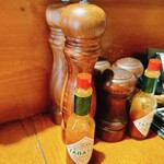 Tsuduki Tei - 卓上調味料はタバスコだけでしたが端の席だったので塩胡椒も置いてありました