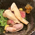 もちづき - 宮崎牛　焼き松茸、銀杏、落花生