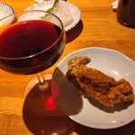 大衆スタンド てんぐ大ホール - カレー鳥から、赤ワイン