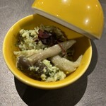 蕩 - 蒸し鶏としめじのジェノベーゼソース　^_^