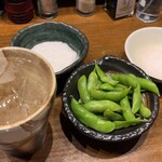 牛タン焼専門店 司 分店鷹 - 芋焼酎をロックで、枝豆も甘くて美味