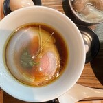 らぁ麺 紫陽花 - つけ麺（黒豚わんたん、味玉）