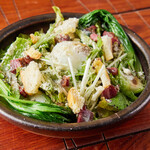 Caesar salad with deer bacon and chargrilled bok choy