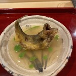 銀座 きた川 - 油物　鮎唐揚げ　餡掛け