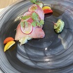 シーズンズレストラン 壱之壱 - 右側のワサビと小葱の薬味がとても相性良好（＾∇＾）