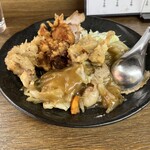 kicchimmarushin - 中華定食。豚天、唐揚げ、焼豚、八宝菜、キャベツ。