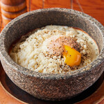 Stone baked carbonara risotto