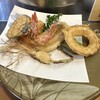 天ぷら 大樹 - 料理写真:天ぷら定食(並盛) ひげ天にんにく　玉ねぎ　ナス　キス　海老2