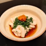 島津 - 白子　もみじおろしと芽葱で　白子のクリーミーさともみじおろしの辛味の対比が◎