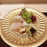 Nihon Ryouri Hana No - 鰹の藁焼き、鯛、いか、とり貝