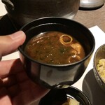 恵比寿 蟹よし - アオサの麩の赤だし