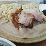 和渦製麺 - 4種類盛り醤油特選昆布水つけ麺（1350円）と大盛（100円）