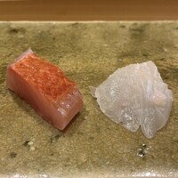 赤坂 鮨 ふくなが - お造り(ヒラメ・金目鯛の昆布締め)