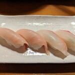 Sushi Izakaya Yataizushi - はまち175円✕2貫、真鯛153円✕2貫