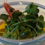 デフィ・ジョルジュマルソー - 魚介と南瓜のエスプーマ。オマール海老のコンソゼリー