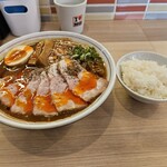 まるぎん商店 - 大将のアゴそば 太麺  平日ランチサービスライス