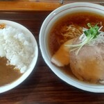 麺屋 玖 - しょうゆらーめんとカレーセット