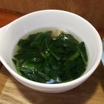 キッチン ブルー グローブ - ほうれん草スープのアップ