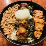 ちゃりや - 相盛り丼・特盛に温玉