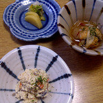 浜潮 - 小鉢（しろあえと豆鯛の南蛮漬け）