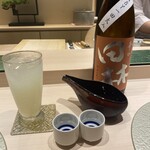 水道橋 鮨みつ - へべすサワーと日本酒（田林）