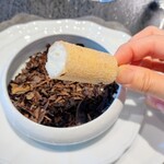 Florilege - アミューズのさつま芋のお料理。2口くらいでなくなってしまうのですけど、印象的で美味しく可愛らしい♡