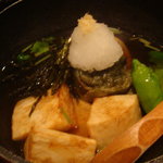 さしみの魚紳 - 生麩と山芋の揚げだし