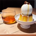 safn゜ - 濃厚かぼちゃプリンアフォガード / カモミール焙じ茶(HOT) 