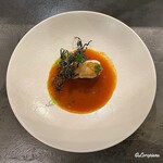 カーサ・デル・チーボ - 鮟鱇のアッローストにチュッピンとパセリオイル