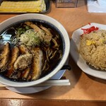 麺のあんまる + らーめん亨 - 黒醤油チャーハンセット ¥1180（大盛り＋¥100）