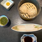 海中魚処 萬坊 - いかコース　お豆腐　もずく　イカ焼売