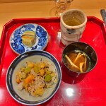 銀座 きた川 - 天バラ  ご飯には昆布や胡麻も