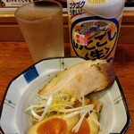 俺の中華たなか家 - 先着は「のどごし生」に「サービスおつまみ」♬今回は「チャーシュー」「メンマ」「味玉」「白髪葱」♭