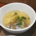 キッチン ブルー グローブ - 玉子と茸のスープ