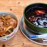 岩正 - あんかけうどん＋肉丼