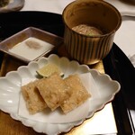 水明館 - 松茸と叩き海老湯葉巻揚げ他