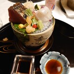 水明館 - お刺身 戻り鰹焼霜、鮃