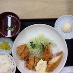 Takeno Shokudou - ホタテフライとめじか鮭フライ定食