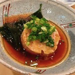 木挽町 とも樹 - 鮟肝ポン酢。このポン酢がウンマイ。当然、全て飲み干します