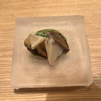 心斎橋 禅園 - 蒸し鮑のクレソン味噌添え