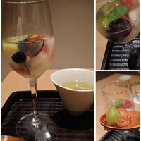 懐石料理 桝田 - 果物ゼリー寄せ✨まさかのグラスデザート！ナガノパープルにシャインマスカット、梨(新甘泉)、西瓜、丹波黒豆が爽やかなミント香るゼリーに包まれています。