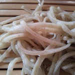 遊の丘 - 十割手打ちそば＋ドリンク＋デザート付￥1100の会津のかおり十割新蕎麦。実物は薄緑色です（H25.11.1撮影）